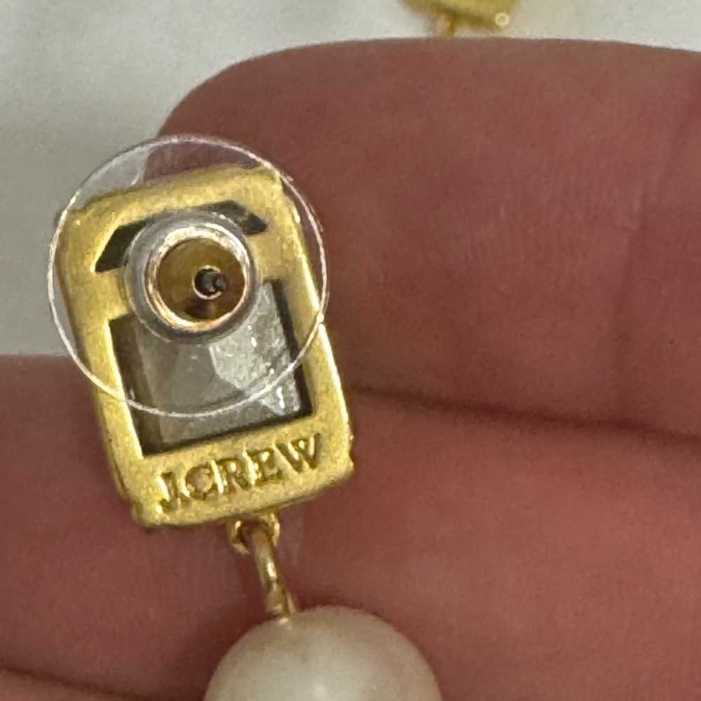 J. Crew Crystal-and-Pearl Heart Drop Earrings - Picture 8 of 13